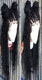 Fashion 180density full Beautiful Goddess box braids Lace front wig handmade curly braids Cornrow wig for black women2124956