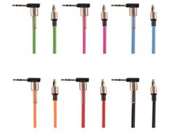 Gold Plated 90 Degree 35mm male Colourful audio Aux Cables for phone speaker Headphone Mp3 PC Mp47408878