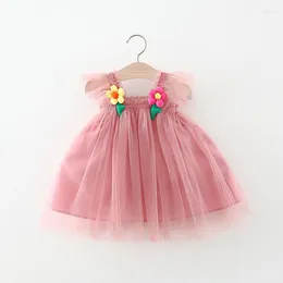 Girl Dresses Summer Baby Mesh Dress Flower Hanging Fairy 0-3 Year Old Born Princess