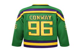 mighty ducks hockey movie throwback jersey 96 conway Sweatshirts green white custom Sports Outdoor multicolor fast embroidered pu5669982