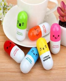 Cute Pill Shape Retractable Ballpoint Pen Kawaii pill shape novelty ballpen Lovely learning stationery Kids toy gifts Ship5759154