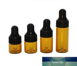 100 X Top Quality 1ml 2ml 3ml Mini Cute Amber Small Glass Dropper Bottles Jars Essential Oil Perfume Tiny Portable Bottles Vials8009150