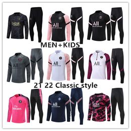 21 22 PS G Classic tracksuit men football training suit tuta maillot jersey jacket kit Paris mbappe men and kid soccer tracksuits jogging survetement chandal