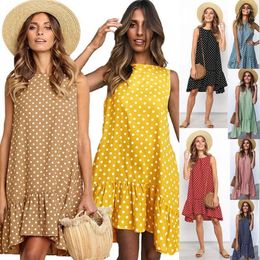 Casual Dresses 2024 Summer Chiffon Dress Women Polka Dot Ruffles Mini Loose Beach Party Street Short Sundress