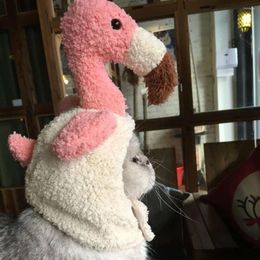 Dog Apparel Fleece Cat Headgear Soft Eye-catching Adorable Flamingo Design Pet Hat For Party