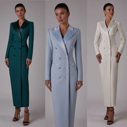 Designer-Damenanzug im langen Stil, Kleid, Blazer, Party, Abendkleid, 1 Stück, knöchellang, maßgeschneidert, zweireihig, für Bürodame, 240226