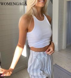 Summer Fahsion White Breathable Knitting Round Neck Women Slinky Straps Ribbed Tank Casual Top B90Z 2106037655123