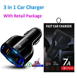 3 in 1 Type C Dual USB Car Charger 5A PD Quick Charge QC 30 Fast Charger Phone Charging Adapter for xiaomi iphone android phone w1348150