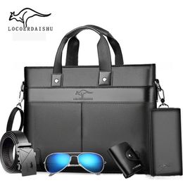 Briefcases Briefcase Classic Design 5pcs Handbag For Man Business Computer Bag Men's Office Bags Travel Work Laptop Shoulder 292F