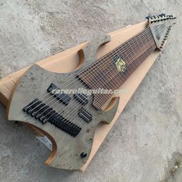 Orms Djent Jared Dines 18 Strings monstrosity Burl Maple Top Gray Electric Bass Guitar Mahogany xyloPhone Body Rosewood Fingerboard 6 +12 Black hardware