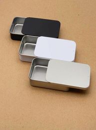 Plain silver color slide top tin boxrectangle candy usb box case container Whole DH94757411032