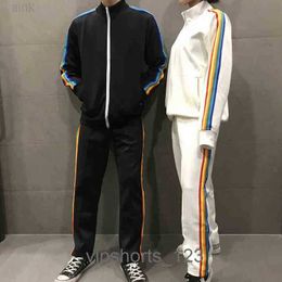 Mens Brand Tracksuit Luxury 2 Piece Set Casual Hoodies Sweatshirt and Sweatpants Suit Teens Sports Print Jogging Side Stripe matching