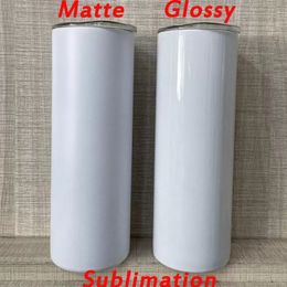 Local Warehouse 20oz matte Sublimation Straight Tumbler Blank Skinny Tumbler Stainless Steel 2-layer Vacuum Insulated Flask Heat T162I
