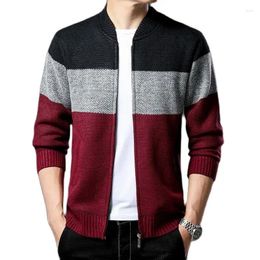 Men's Sweaters Autumn And Winter Korean Style Men Patchwork Cardigan Casual O-neck Sweater Coat Zipper Knitted Jacket Male 8803