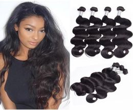 Brazilian Body Wave 4 Bundles Full Head 100 Unprocessed Virgin Remy Human Hair Weaves Extensions Natural Black Color3894153