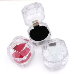 60Pcs lot Acrylic Crystal Clear Ring Box Transparent 3Color Box Stud Earring Jewelry Case Gift Boxes Jewelry Packaging291t