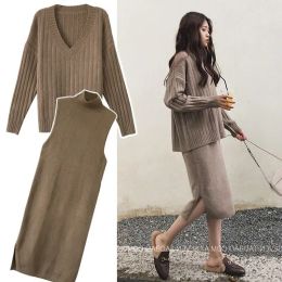 Dresses Maternity Dress Long Sleeve Dress Maternity Two Piece Set Sweater Suit 2021 Spring Autumn Solid Loose Knit Pregnancy Clothes