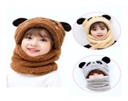 Children039s Hat Boys Pography Girls Plus Fleece Cap Panda Ears Stuff For Kids Winter Warm Scarf Set born Baby Stuff 2110238728262