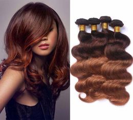 Top Selling Brazilian Ombre Human Hair Weave Bundles Two Tone 430 Brazilian Ombre Body Wave Coloured Brazilian Virgin Human Hair E2121368