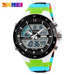 SKMEI Sport Watch Men Army Dive Casual Alarm Clock Analogue Waterproof Military Chrono Dual Display Wristwatches Relogio Masculino X276r