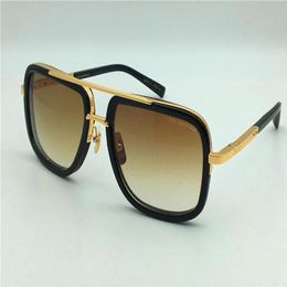 Vintage Square Titanium Sunglasses for Men 2030 Gold Brown Gradient Lenes Fashion Sunglasses Eyewear with Box Case3290