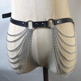 New Punk Gothic Body Harness Women Sexy Layered Chain Belt Black Leather Waist Accessories Raver Dance Jewelry220I