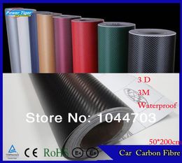 50200CM Waterproof DIY Car Sticker Car Styling 3D 3M Car Carbon Fiber Vinyl Wrapping Film With Retail packaging4919641