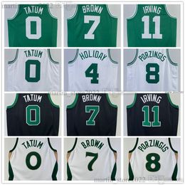 Kyrie Basketball 11 Irving Jersey Jayson 0 Tatum Jaylen 7 Brown Jrue 4 Holiday Kristaps 8 Porzingis 2024 Men Women Youth