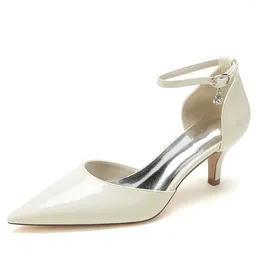 Dress Shoes Women Sandal 5cm Middle Heeled Pointed Patent Leather Simple Fashionable Temperament Versatile Daily Graceful Lady Heels