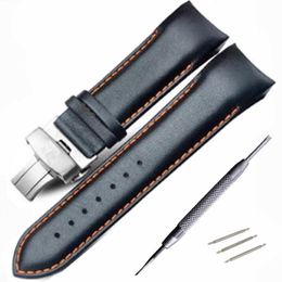 Watch Bands For T035 T035407 T035410 Straps 22mm 23MM 24MM High Quality Butterfly Buckle Orange Line Black Smooth Genuine Leather 296N