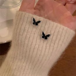 Stud Earrings Elegant Temperament Korean Fashion Jewellery Small Black Butterfly For Women Girls Daily Travel Accessories