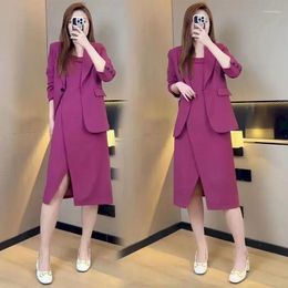 Work Dresses Insozkdg Spring Summer Two Piece Set Loose Blazer Coat Jackets Sling Womens Suits Female Casual Korean Fashion Elegant