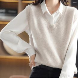 Women's Vests Loose Oversized Pullover Tops Spring Fall Vest Vintage Knitted Women Solid Colour Sleeveless Knitwear Waistcoat High Quality