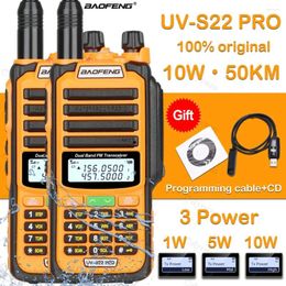 Walkie Talkie 2PCS Baofeng UV-S22 PRO V2 Waterproof Update 10W 50KM Powerful Dual Band VHF/UHF TWO Way Radios UV9R UV5R UV16