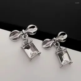Stud Earrings Trend Crystal Bow Tie For Women S925 Silver Plated Sparkling Rhinestone Ear Studs Charm Girl Hoops Jewellery Gift