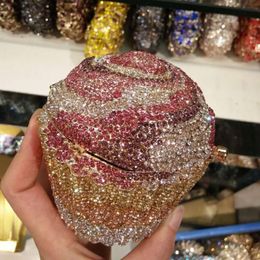 Evening Bags Multicoloured Small Cupcake Shape Women Crystal Clutch Purse Bridal Prom Gift Handbag Wedding Rhinestone Party BagEven207G