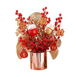 Decorative Flowers Traditional Chinese Year Ornaments Bonsai For Entryway Desk Home