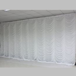 New 10ftx20ft Wedding Party Stage Background Decorations Wedding Curtain Backdrop Drapes In Ripple Design White Color224U