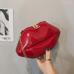 Evening Bags For Women 2024 Personality Lip Shoulder Bag Wild Zipper Lady Messenger Cute Female Mobile Phone Chain Ladies