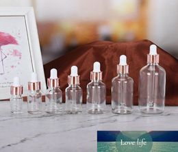 5100ML Tubes Transparent Dropper Glass Rose Gold Cover Aromatherapy Liquid for Essential Massage Oil Pipette Refillable Bottles7216240