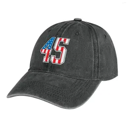 Berets 45 American Classy Numbers Forty-five United States Flag Cowboy Hat Golf Foam Party Women Men's