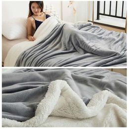 Blankets Double Thicken Lamb Cashmere Blanket For Bed Sofa Winter Warm Cozy Throw Office Cover Coral Fleece Bedspread228l