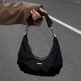 Evening Bags Fashion Nylon Hobo Shoulder Bag Women Y2K Small Clutch Handbag Metal Chain Purse Female Underarm Functional Totes
