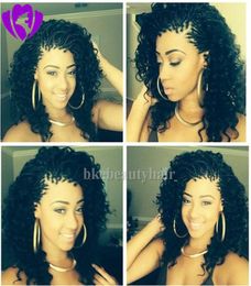 Stock fast S curly wig Black Colour Micro Box Braided Wigs Synthetic lace front Wigs for africa american women4728324