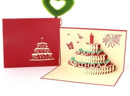 Happy Birthday Cake Postcard with Envelope Handmade 3D Pop Up Greeting Cards for Lover Mother Friend Gift6600216