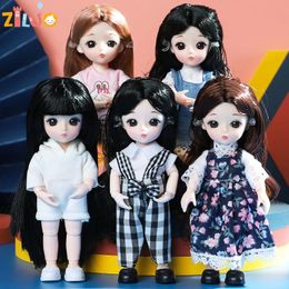 16cm Bjd Dolls for Girls 18 Doll DIY Toy With Clothes Dress Up Fashion 13 Movable Joint Baby 3D Big Eyes Munecas 240306