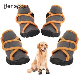 Benepaw Soft Dog Shoes Waterproof Sturdy AntiSlip Adjustable Cross Straps Pet Boots For Walking Standing Hiking Running 240304