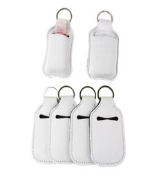 Favor Sublimation Blanks Refillable Neoprene Hand Sanitizer Holder Cover Chapstick Holders With Keychain For 30ML Flip Cap Contain2129764