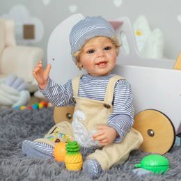 NPK 55CM Full Body Soft Silicone Vinyl Real Touch Reborn Toddler Boy Baby Doll Yannik Ideal Gifts For Children Bath Toy 240307