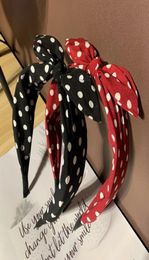 Whole Fashion Trend Women039s Wide Headband Bow Knot Cross Sweet Korean Style Polka Dot Hairband Cute Hair Hoop Headwear He9181265